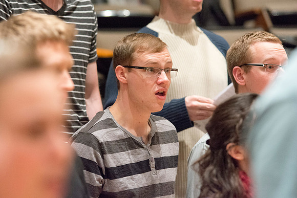 Randall Kempton instructs the talented students who make up the Collegiate Singers at BYU-Idaho.