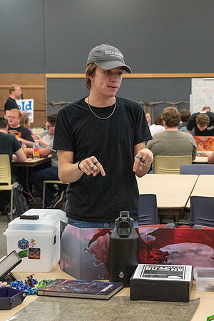 Students playing Dungeons and Dragons during Game Night at the Manwaring Center.