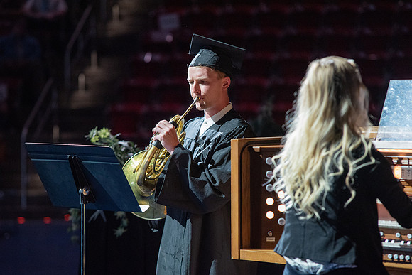 Graduates during convocation for the College of Performing and Visual Arts.