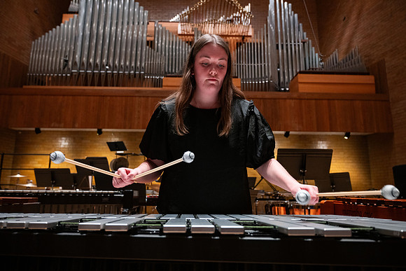 BYUI Percussion rehearsing before a a concert.