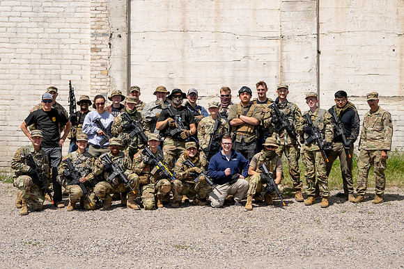 ROTC practices military tatics in an Advantage Airsoft facility.