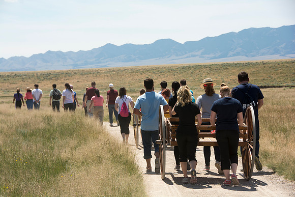 Martin's Cove, a place of refuge for handcart pioneers who were caught in an early winter storm en-route to Salt Lake City, UT.