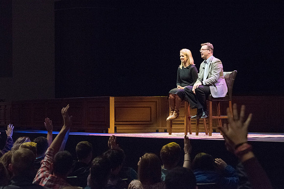 President Gilbert and his wife, Christine host a campus-wide date night for the students and their dates.