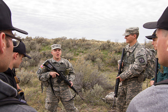 ROTC Cadets go out to the field at Beaver Dick Park to conduct a recon mission.