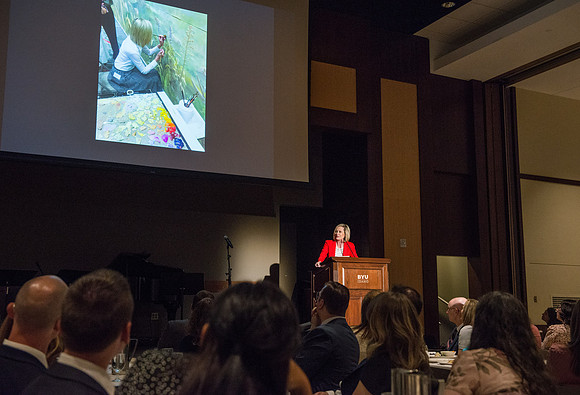 Employees gather for a banquet to kick off a new semester at BYU-Idaho.