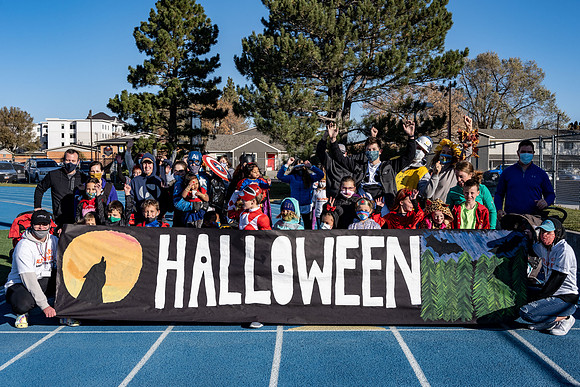 BYU-Idaho employees and their families enjoy a beautiful fall day at the stadium track.