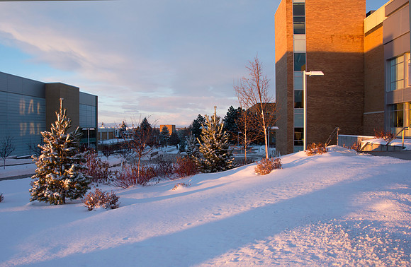 BYU-Idaho campus after a winter storm.