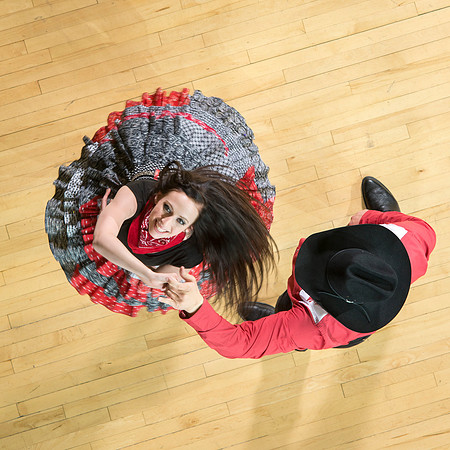 Marketing photos shot from the catwalk in the Hart Gym for their upcoming tour.