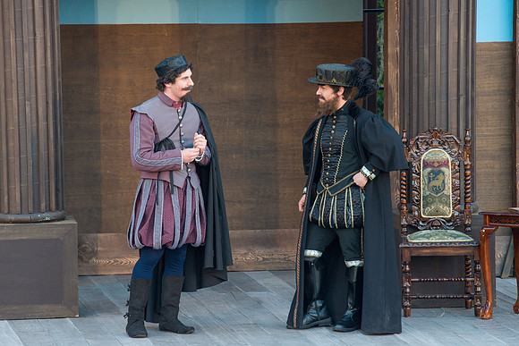 Brigham Young University-Idaho's production of The Shomaker's Holiday performed out in the amphitheatre in front of the McKay Library.