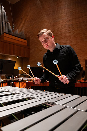 BYUI Percussion rehearsing before a a concert.