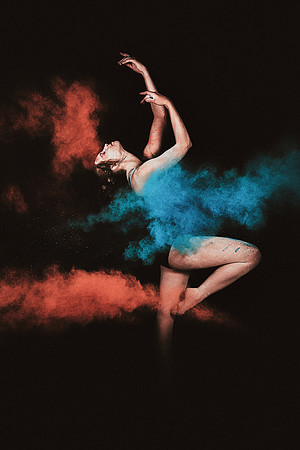 Brooklyn Jourdan, Dance major student posing with powder. Spring Semester