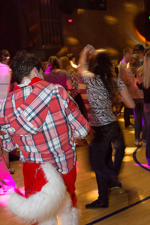 Students dance at an animal-themed dance party at in the Hart Gym.