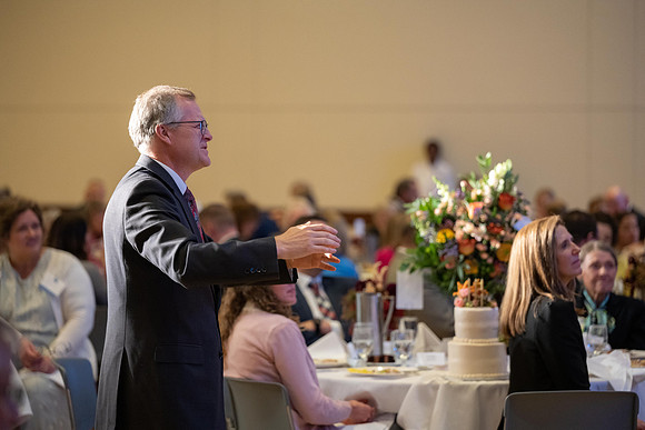 President's Club members enjoy an evening of socializing, musical entertainment and wonderful food in the Manwaring Center Ballroom.