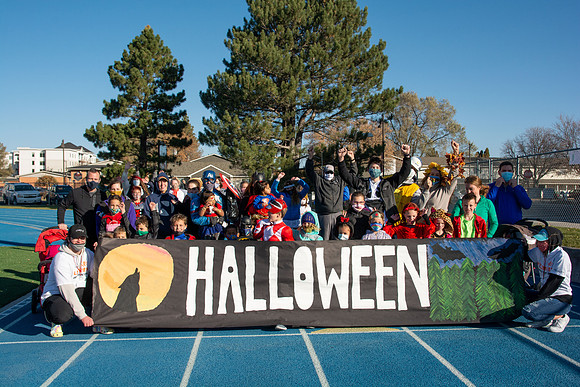 BYU-Idaho employees and their families enjoy a beautiful fall day at the stadium track.
