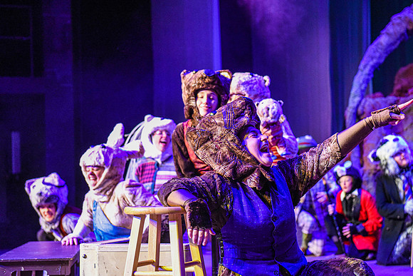 The theatre department's dress rehearsal of the Wind in the Willows in the Snow Drama Theatre.