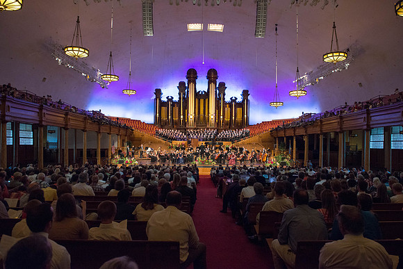 Many came to view the Sacred Music concert performed by Brigham Young University-Idaho's orchestra and choir. Photo by Ryan Chase