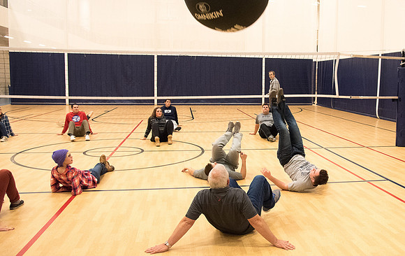Closing social held in the I-Center courts. Food and fun with a Kin-Ball.