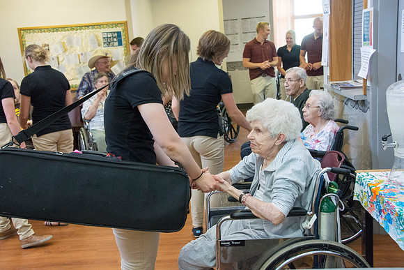 Dancers visit a Convalescent Center in Green River Wyoming.