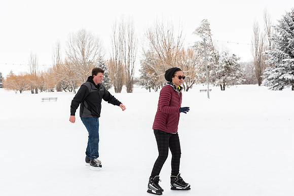 Volunteers and Community members enjoying Winter Fest at the Teton Lakes Golf Course.