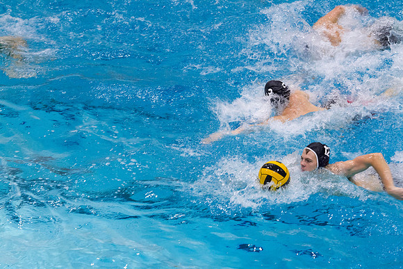 BYU-I students participate in the Competitive Men's Waterpolo league in the Hart Swimming Pool.