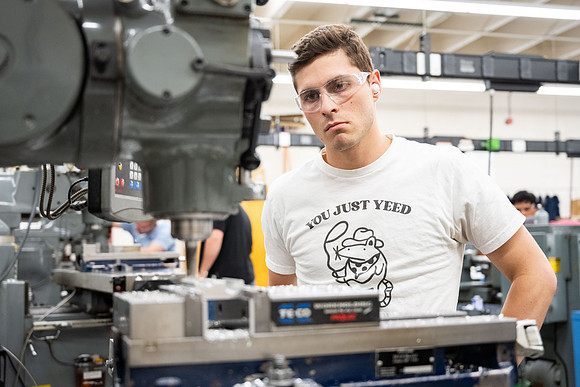 Students working in the metal lab.