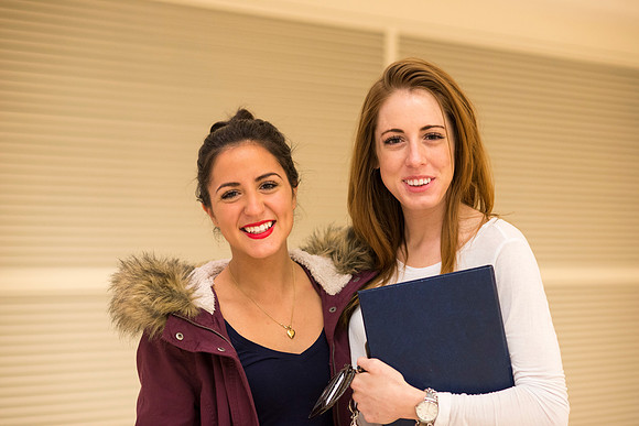 Leah and Tori meet up before going to the World WIde Devotional.