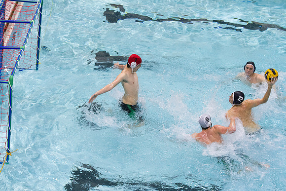 BYU-I students participate in the Competitive Men's Waterpolo league in the Hart Swimming Pool.