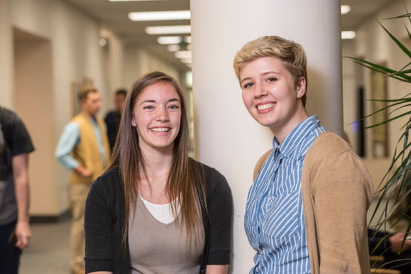 Information Technology students pose on campus for the department webpage.