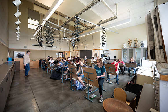 Students drawing in the Spori 340 Drawing Studio