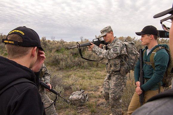 ROTC Cadets go out to the field at Beaver Dick Park to conduct a recon mission.
