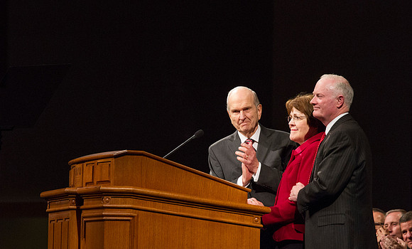 Elder Russell M. Nelson expresses his appreciation for what President and Sister Clark have done for BYU-Idaho. Photo by Tyler Rickenbach