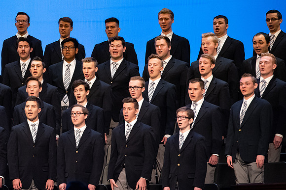 Men's Chorus sings at Devotional at BYU-Idaho.
