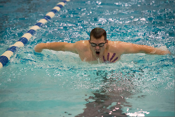 BYU-Idaho swimmers swim in the championship held in the Hart Building