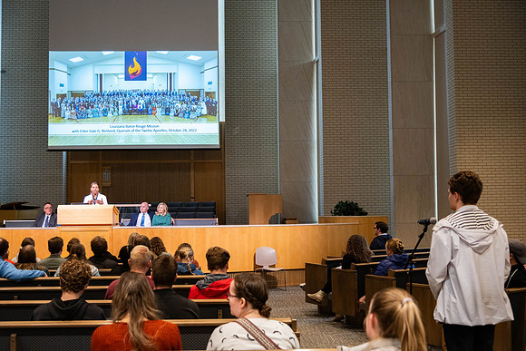 BYUI Forum, Michelle Amos. Located in the Taylor chapel.