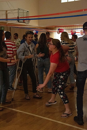 A Fourth of July party at the Hinckley Gym.