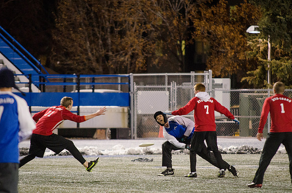 BYU-Idaho students participate in the ultimate frisbee championship game held at the stadium