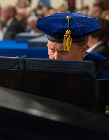 College of Language and Letters Convocation in the Manwaring Center Ballroom. Intercessional music played by Brian Felt.
