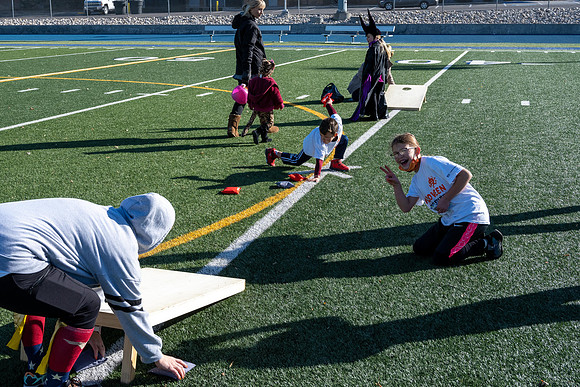 BYU-Idaho employees and their families enjoy a beautiful fall day at the stadium track.