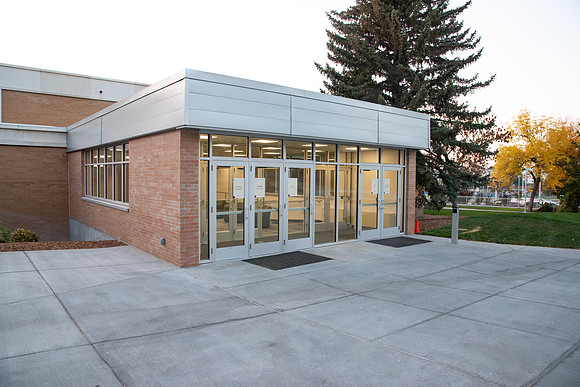 New doorway on east side of the Hart Building.