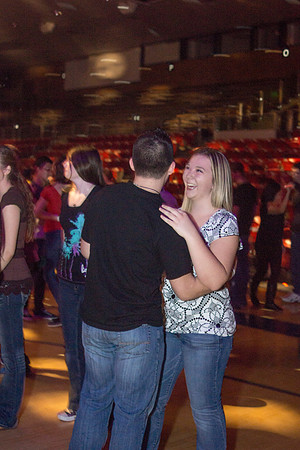Students dance at an animal-themed dance party at in the Hart Gym.