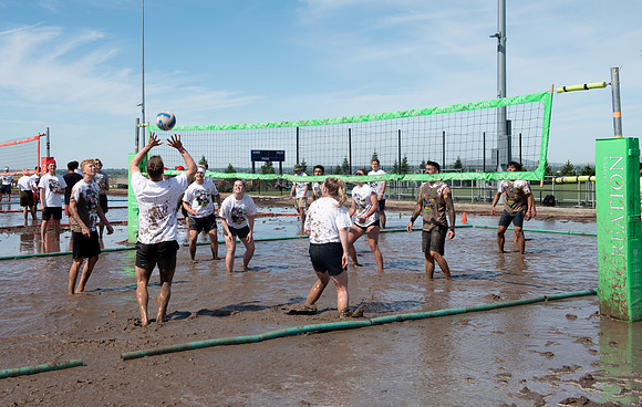 Rec-Fest Sring 2022, includes Mud Volleyball, Color Run, Ropes Course, Food, Climbing Wall and Games.
