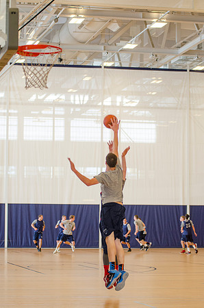 BYU-Idaho students playing basketball at the I-Center on campus