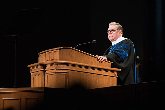 BYU-Idaho Commencement, Elder Jeffrey R. Holland addressing the graduates. Winter Semester