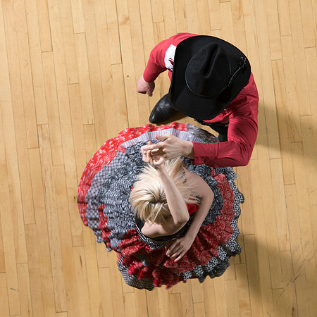 Marketing photos shot from the catwalk in the Hart Gym for their upcoming tour.
