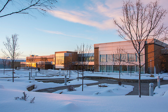 BYU-Idaho campus after a winter storm.