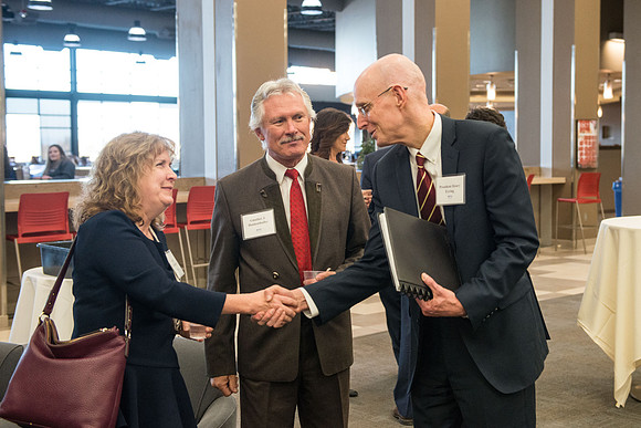 President Henry J Eyring hosts members of the President's Club who gather for a reception and banquet in the BYU-Idaho Marriott Center.