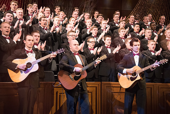 David Archuleta and Nathan Pacheco were the featured guests at BYU-Idaho's annual Christmas concert in the BYU-Idaho Center. They performed with the Symphony Orchestra, combined choirs, and other stud