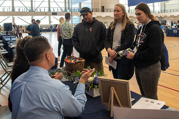 Prospective students learn about the academic departments at BYU-Idaho during Campus Day.