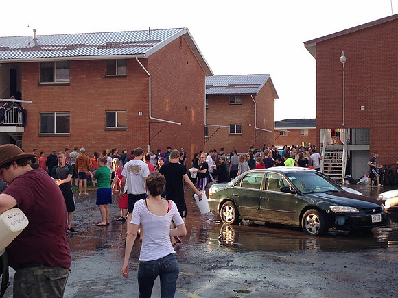 July 15, 2014 Over an inch of rain in less than an hour created a flash flood through Rexburg streets, through a few BYU-Idaho buildings and also flooded several students basement apartments. The even