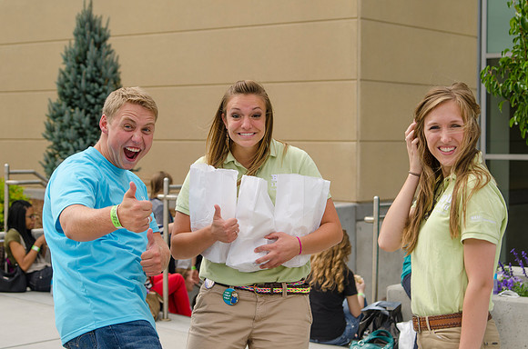 Get Connected volunteers and student outside the I-Center
